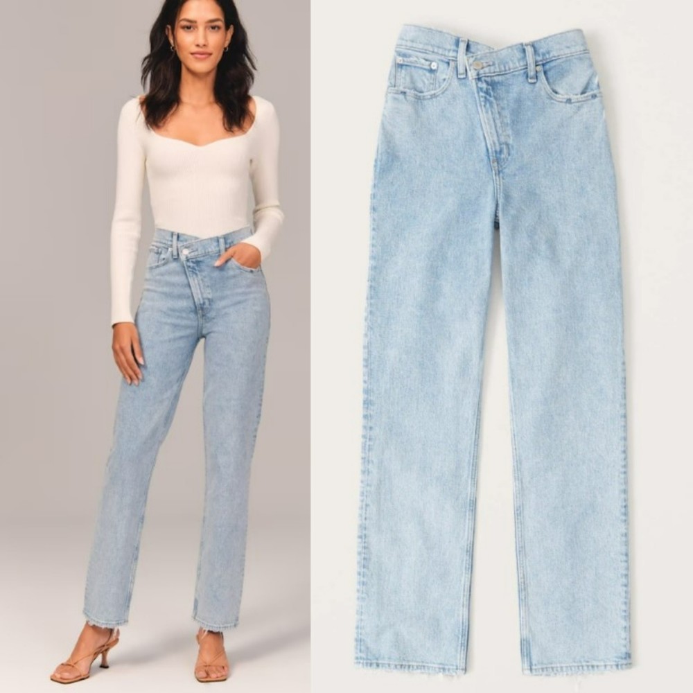 Abercrombie & Fitch '90s Straight Ultra High Rise Size 25 NEW Criss Cross Jeans